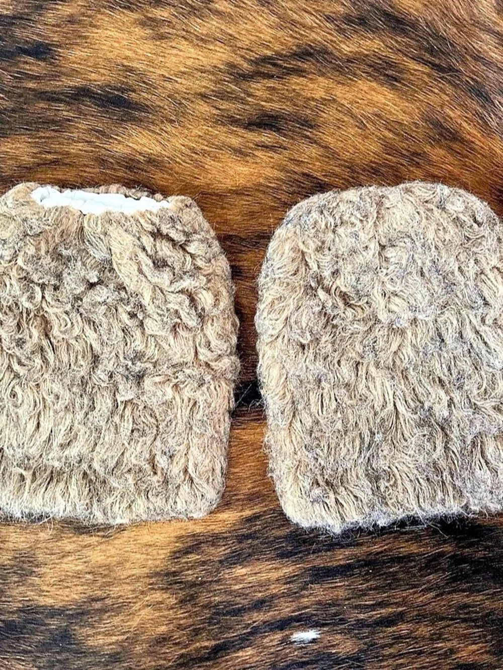 Fuzzy Leg Warmers in Brown & Gray
